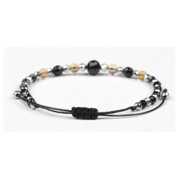 Bransoletka celebrytka czarny TURMALIN CYTRYN HEMATYT ochrona i energia